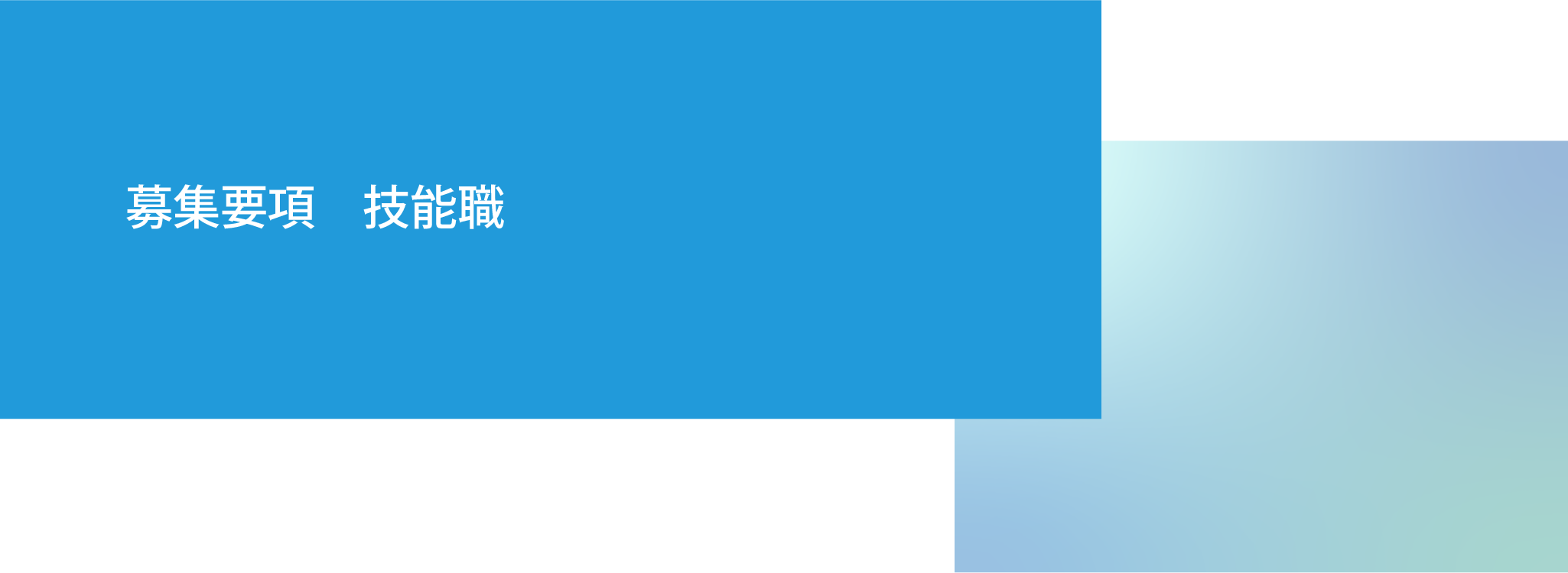 募集要項 技能職